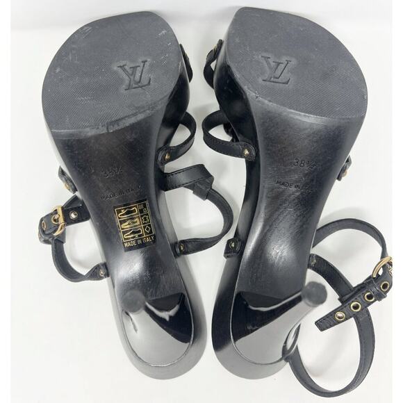 Louis Vuitton Marc Jacobs Era 2007 Platform Flower Heel Sandals Black 38.5 - Picture 8 of 9